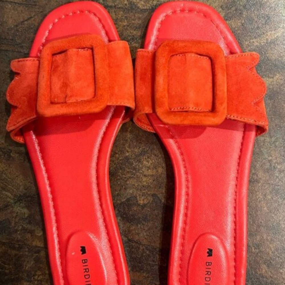 Birdies Red Sandals Sleek Suede Design